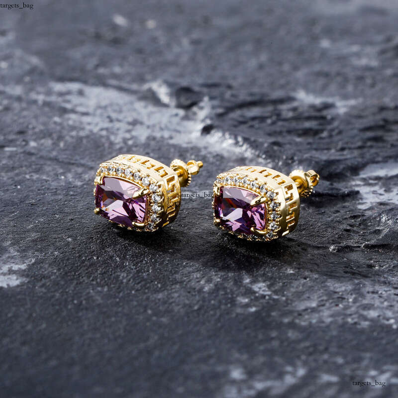 Inshiphop Hip-Hop Style Colorful Large Zircon Personality Earrings Gold Jewelry