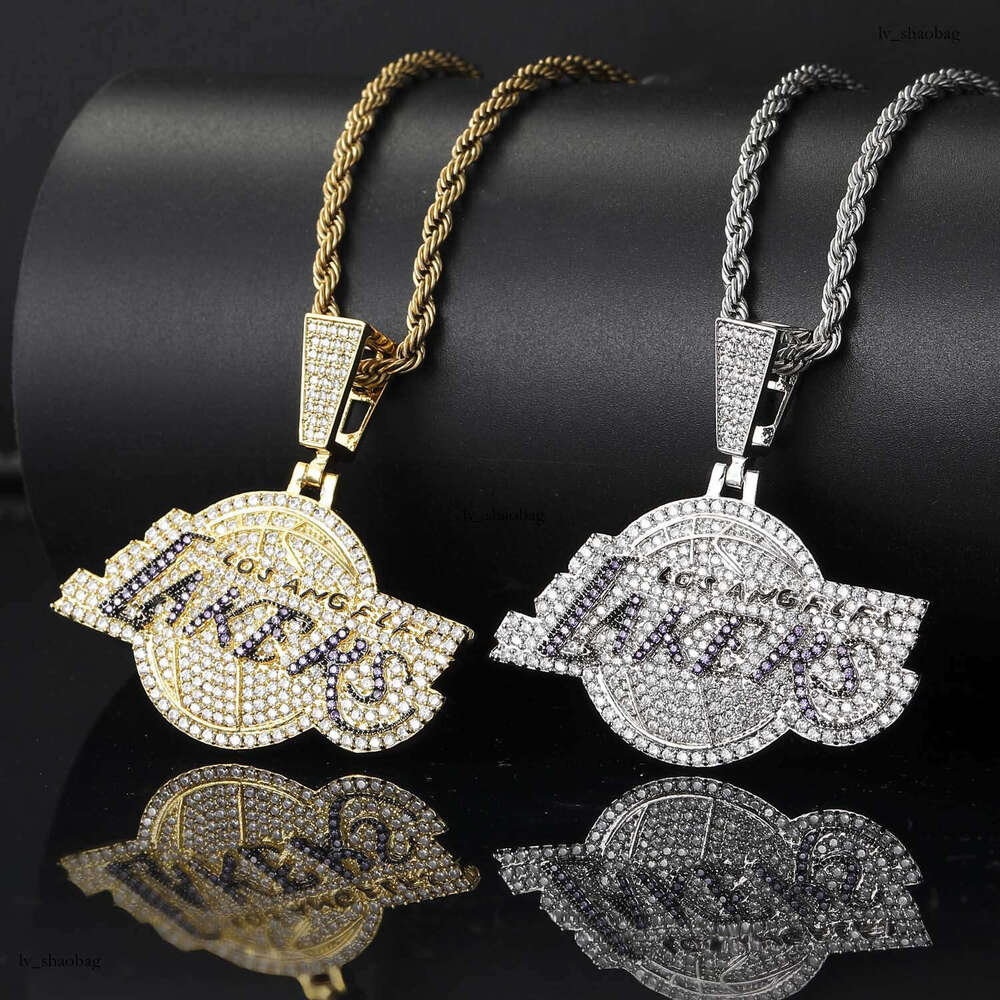 New Lakers Team Pendant Micro-Paved Moissanite chain Commemorative Fan Hip-Hop Necklace