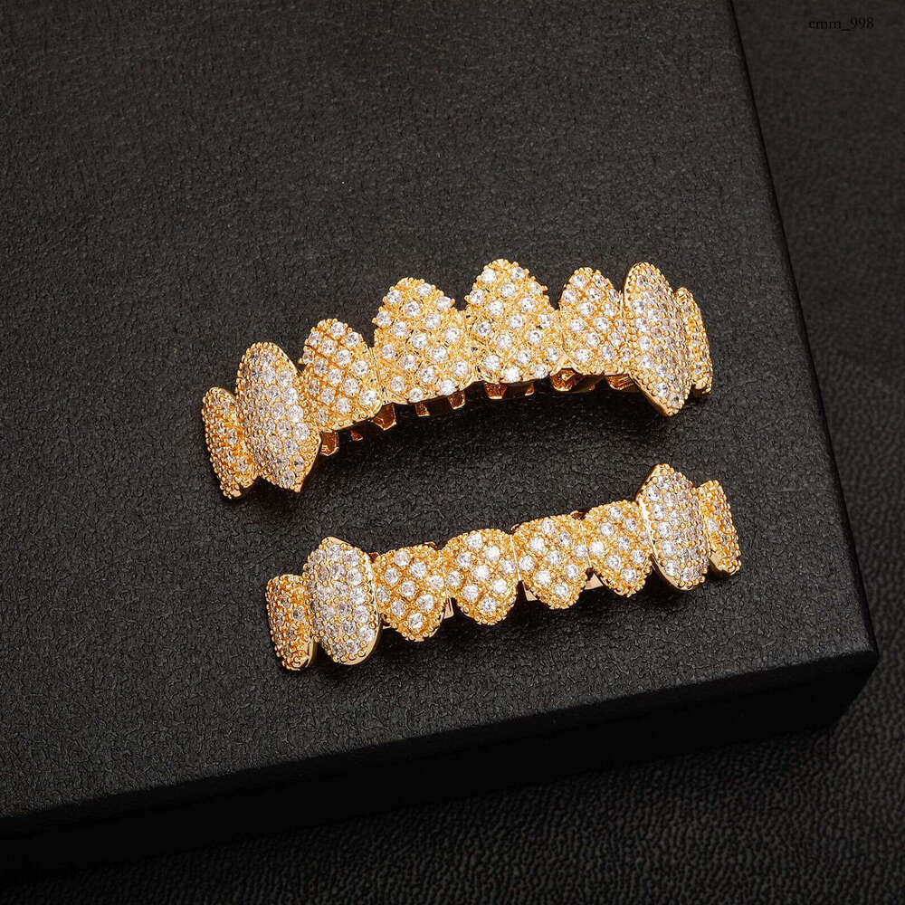 Sharp Eight Full Dia Sterling Silver Inlaid Zircon Grills Hot Hip Hop Teeth Jewelry