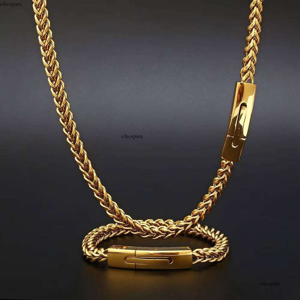 Hip Hop Jewelry Gold Plated Mens Stainless Steel Franco Chain Necklace