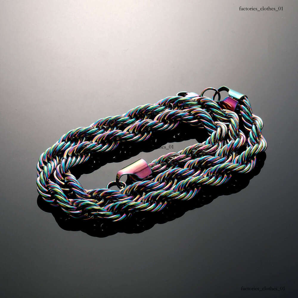 Titanium Quenched Colorful Twist Chain Jewelry Unisex Sterling Silver Bracelet Necklace