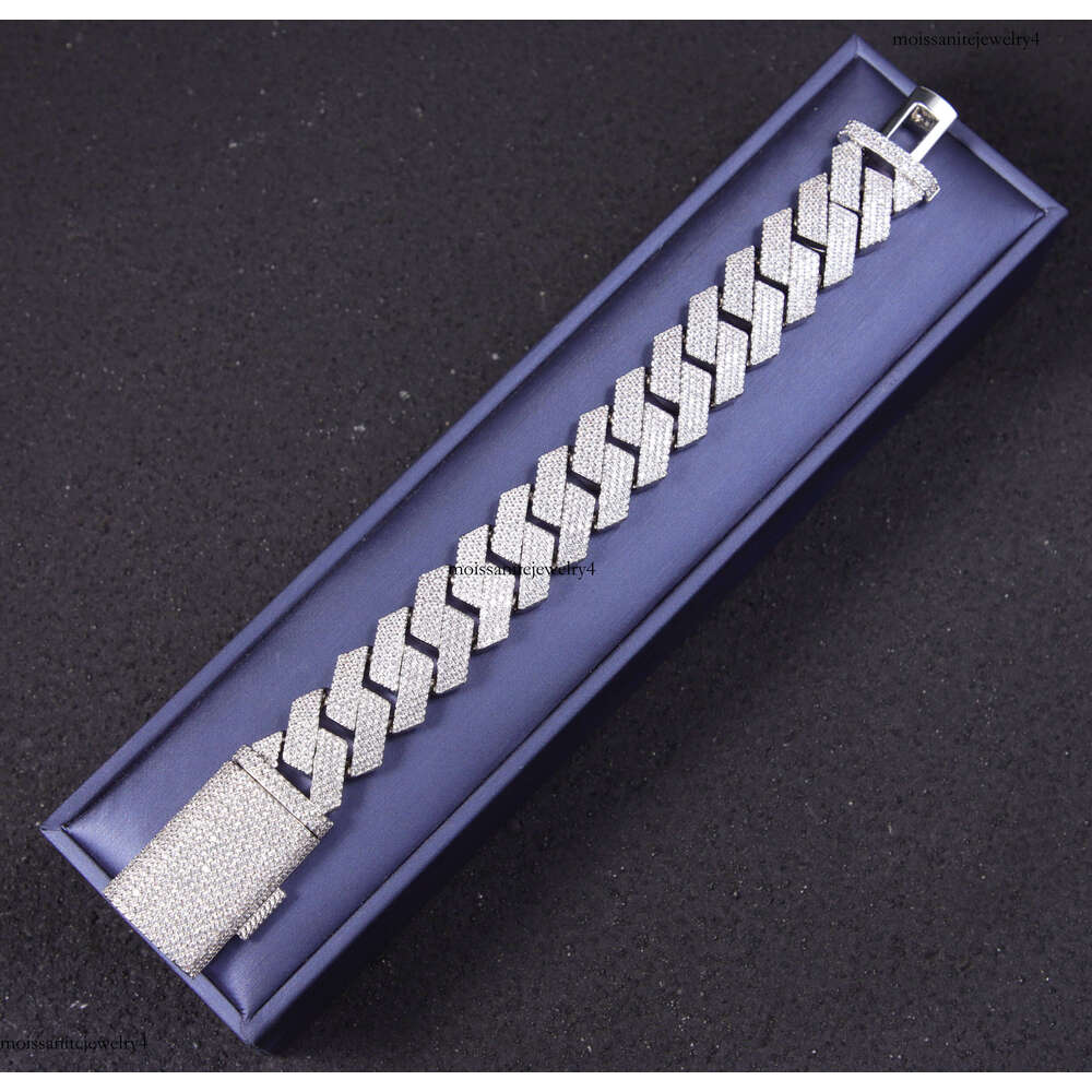 XG Pass Dia Tester Bracelets Iced Out 4rows Moissanite Cuban Chain Sier Gold Plated Fine Jewelry Bracelet for Men