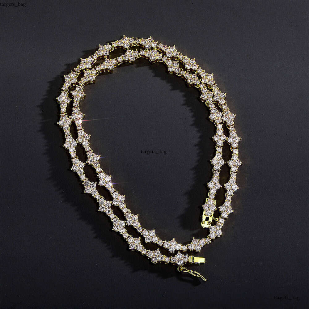 Full Zirconium Plum Blossom Bracelet Necklace Hip Hop Rap Polished Non-Prickly Airplane Tennis Chain