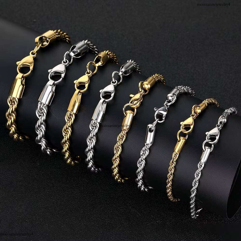 Nuoya 3/4/5/6mm Stainless Steel Bracelets Gold Pltead Jewelry Twisted Rope Chain Bracelet