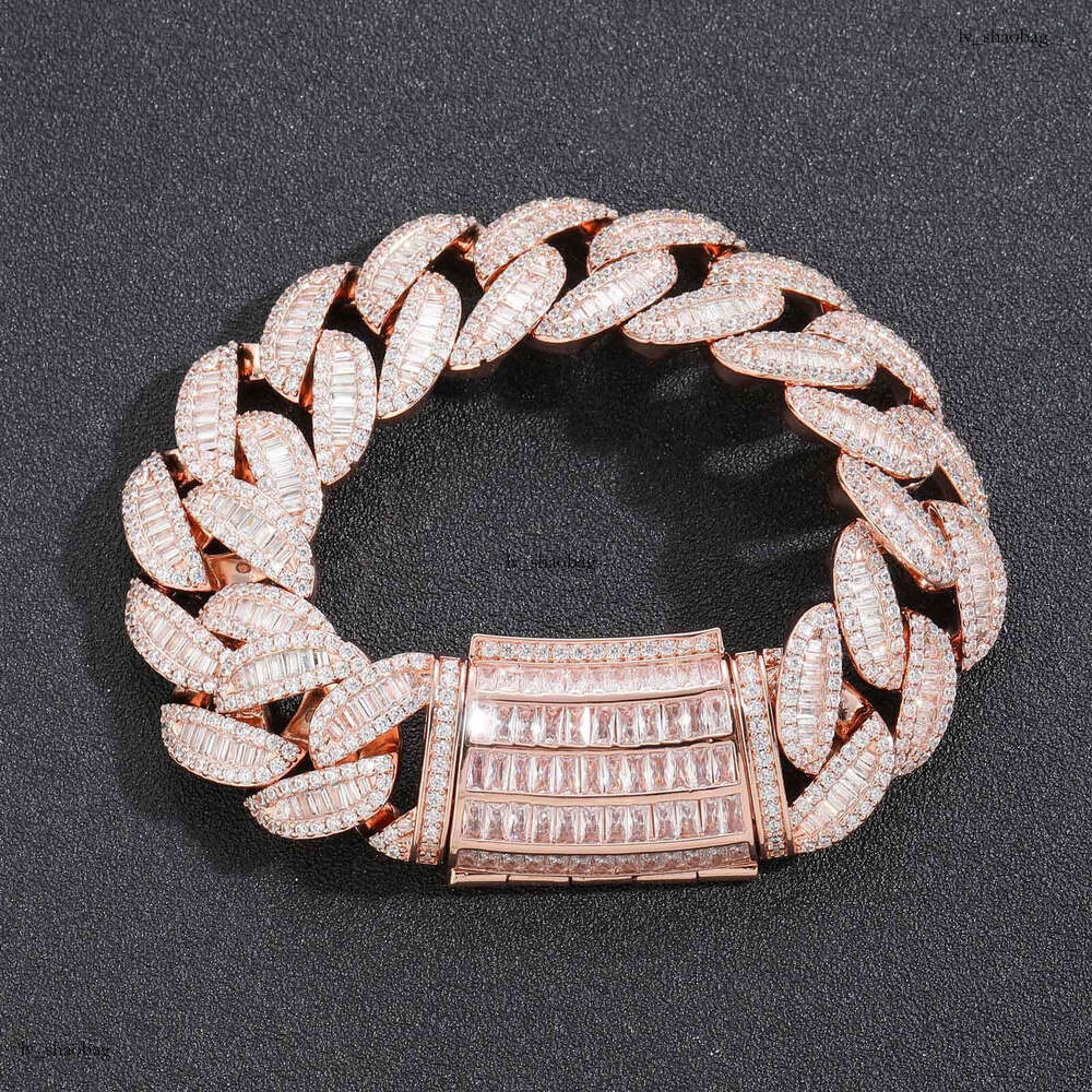 Hip Hop 20mm Rose Gold Mixed T-Cubic Moissanite chain Miami Cuban Chain Heavy Craft Dominant Men's Necklace