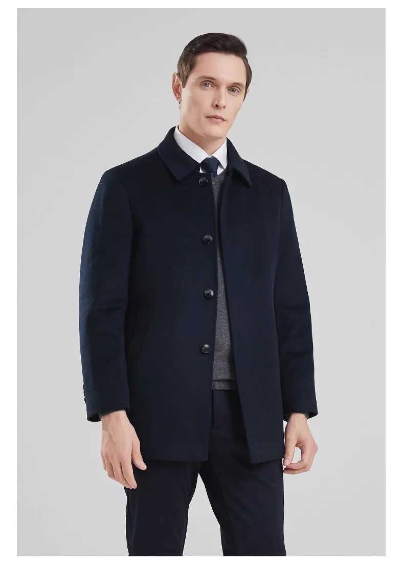 YR Best. Gift from husband. Luxury cashmere coat. Winter warm wool long coat. 85% Down liner. Mens Business casual jacketXJ250809