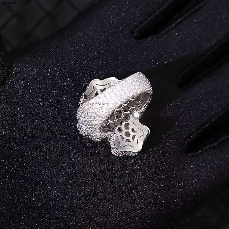 Pass Tester GRA Moissanite Men Ring Hip Hop Style Sier VVS Baguette Dia Link Cross Cuban Rings