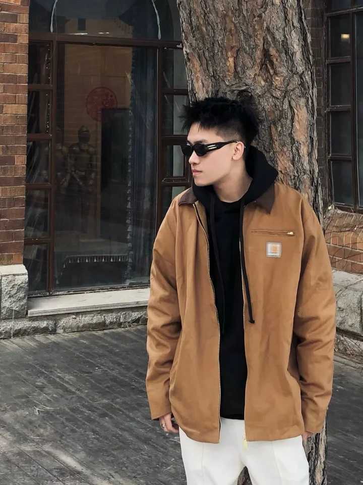 Retro American Khaki Workwear Jacket Zipper Collar Mens Snake Couples Spring Autumn Trendy Outerwear Casual Sle W250809