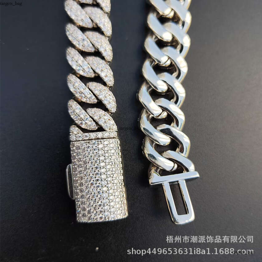 12mm Full Dia Cuban Necklace for Men Fashionable Versatile Moissanite chain Inlaid Hot Selling Factory 111