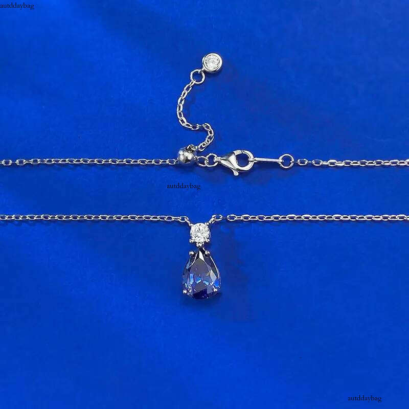2025 Choucong New Sparkling Water Drop Pendant Jewelry Soild 1005 Sterling Sier Pear Aquamarine Moissanite Dia Women Beach Clavicle Necklace