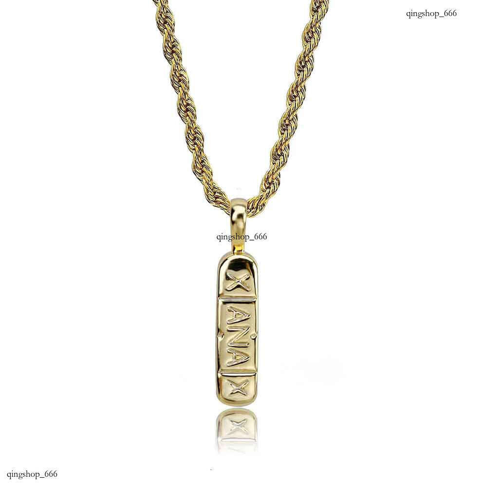 Jewelry INSXANAX Men's Necklace Real Gold Plated Hip Hop Pendant