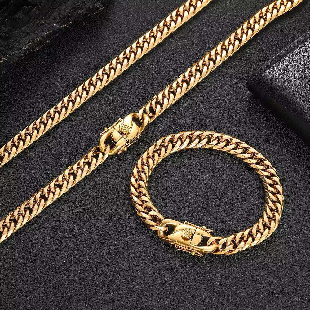 NUOYA Hip Hop Men Miami Stainless Steel Necklace Cuban Link Chain