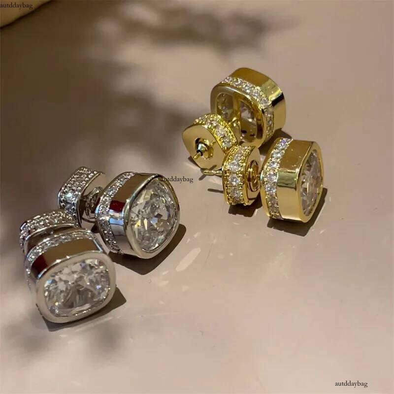 Choucong Handmade Stud Earrings Jewelry Sterling Sier Gold Fill 5A Cubic Zircon CZ Dia Gemstones Elegant Party Women Square Earring Gift