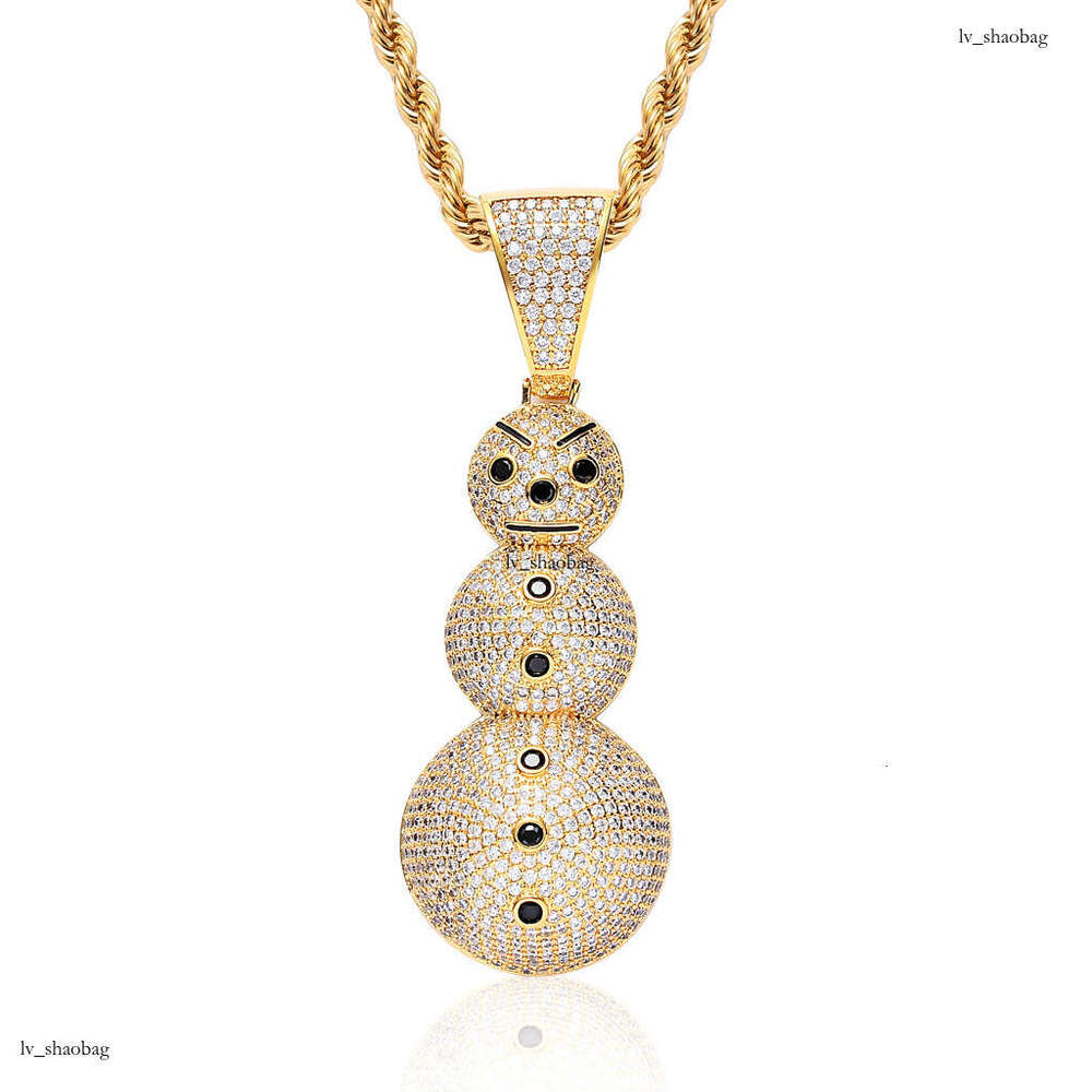 Necklace Men Snowman Pendant Sterling Silver Micro Inlaid Moissanite chain Personality Creative Hip Hop Men's Jewelry