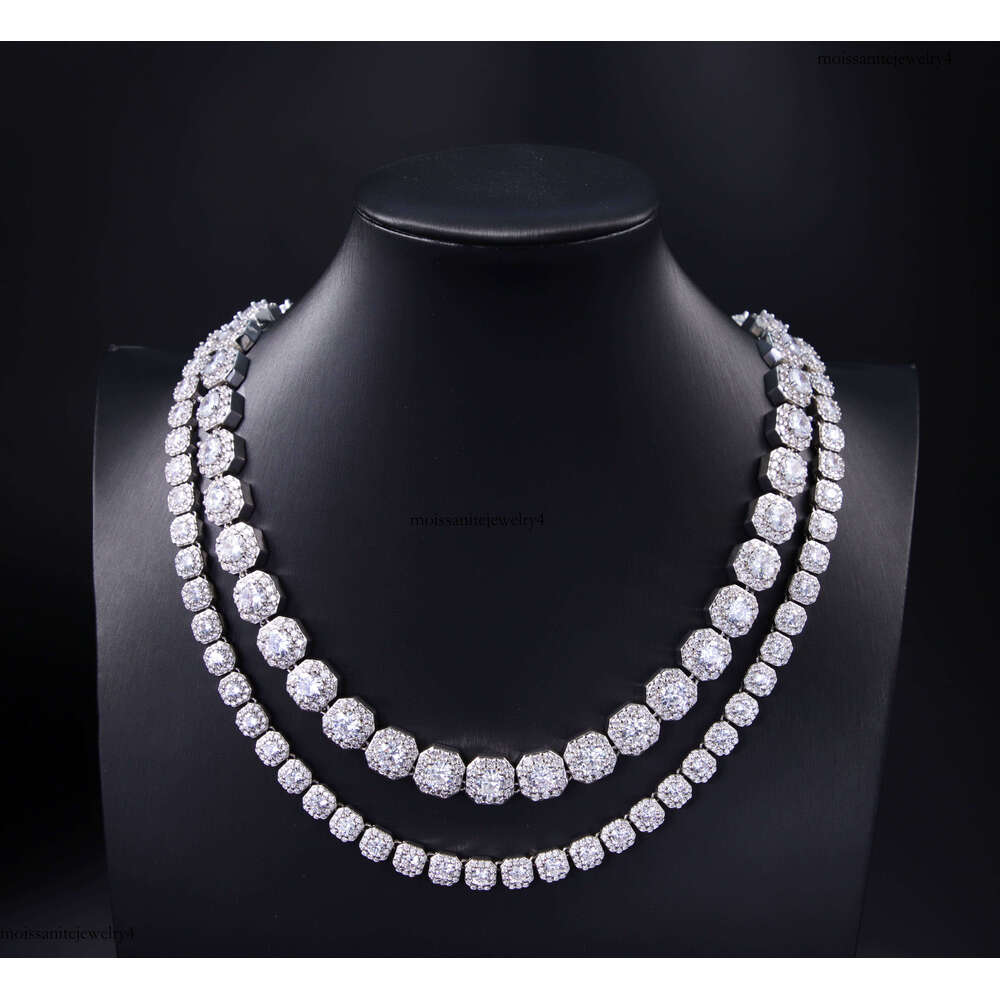 XG Pass Dia Tester Cluster Sier Chain Necklaces Vvs Moissanite Tennis Chains