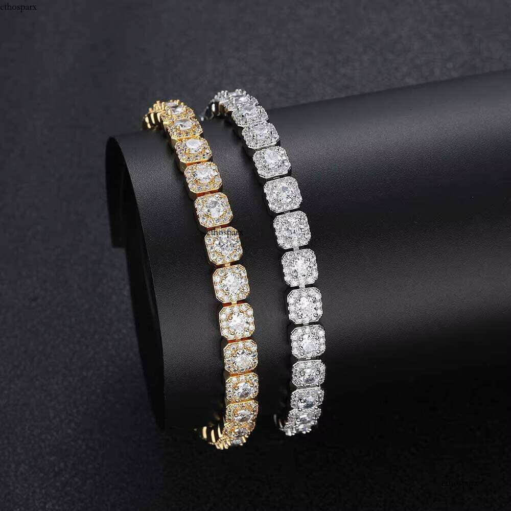 NUOYA Hip Hop Jewelry Gold Plated Iced Out Bracelet Unisex Shiny Cubic Zircon Clustered Tennis Chain for Gifts