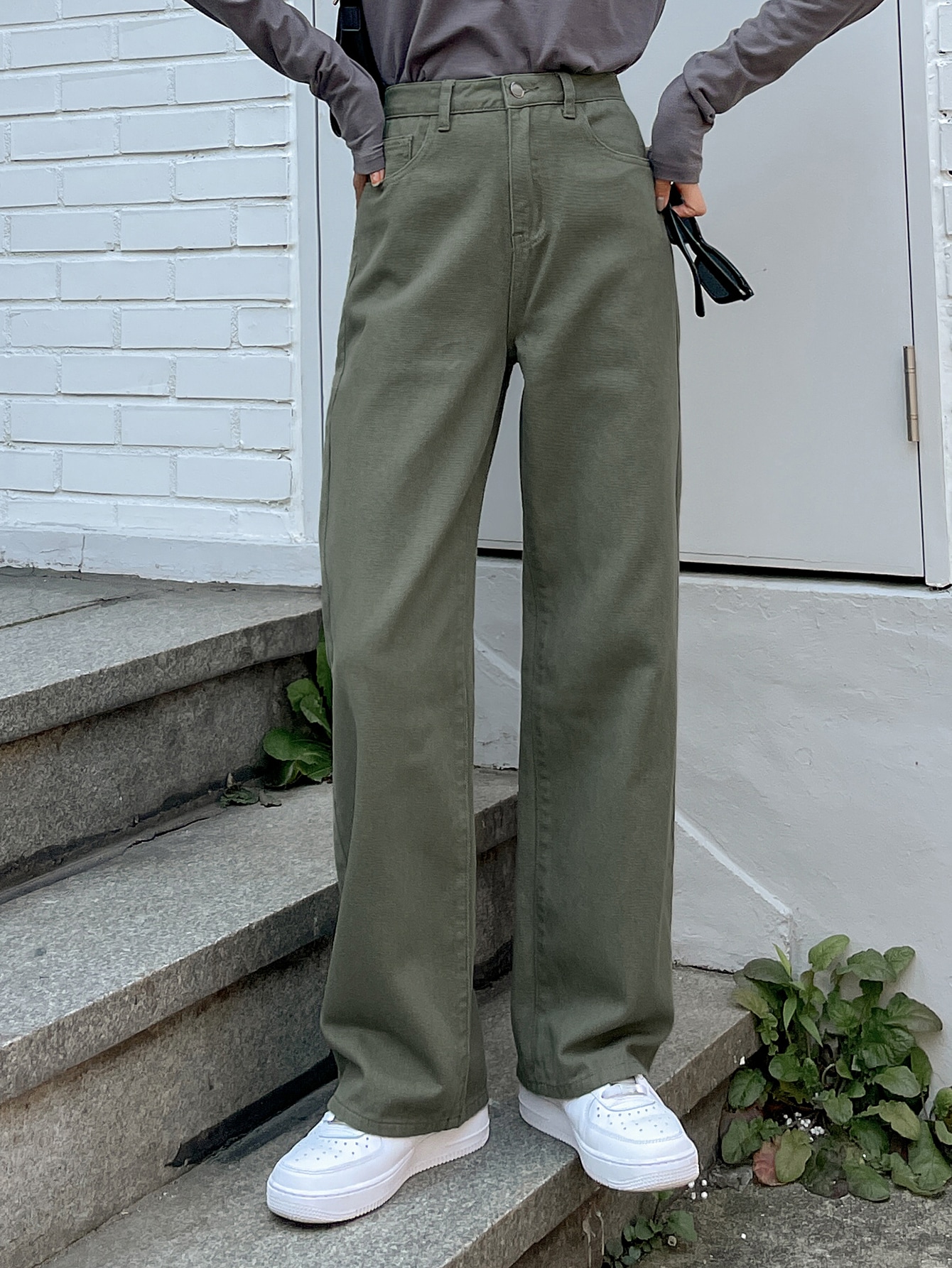 Women's casual versatile wide-leg jeans