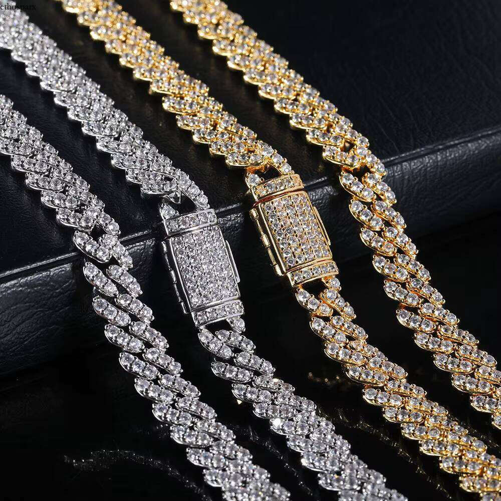 Hip Hop Jewelry 8mm Iced Out Men Dia Bracelet Single Row 3A Zircon Sier Plated Cuban Link Chain