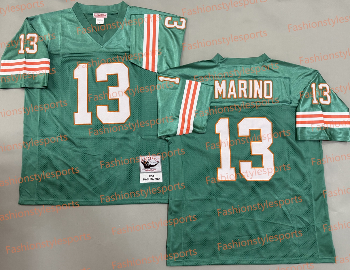 Mens Football Shirts Uniforms #23 McCaffrey Miami 13 Dan Marino 8 Rodgers 12 Brady Embroidery Football Jerseys Team Athletic Vintage Retro Throwback jerseys wears