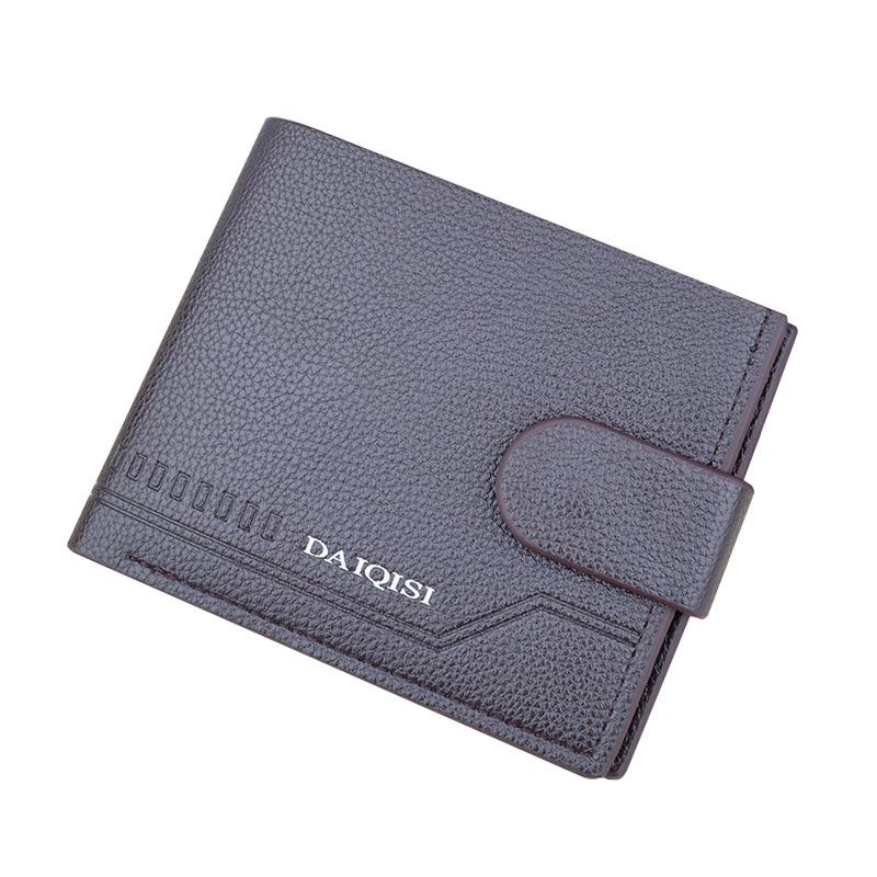 New Men's Designer Bag Short Wallet Youth Soft Leather Wallet Horizontal Fashion Luxury Bag Simple Buckle Lychee Pattern Wallet