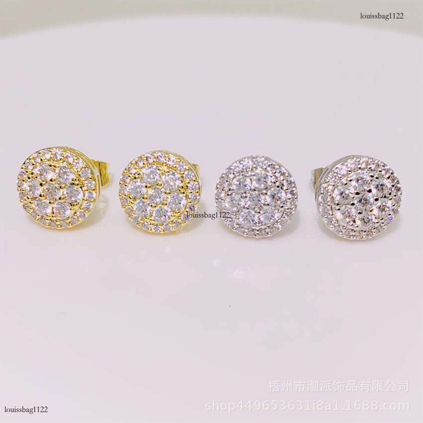 Hip Hop Round Zircon Hiphop Trendy Full Dia Electroplated Earrings New Ear Jewelry 111