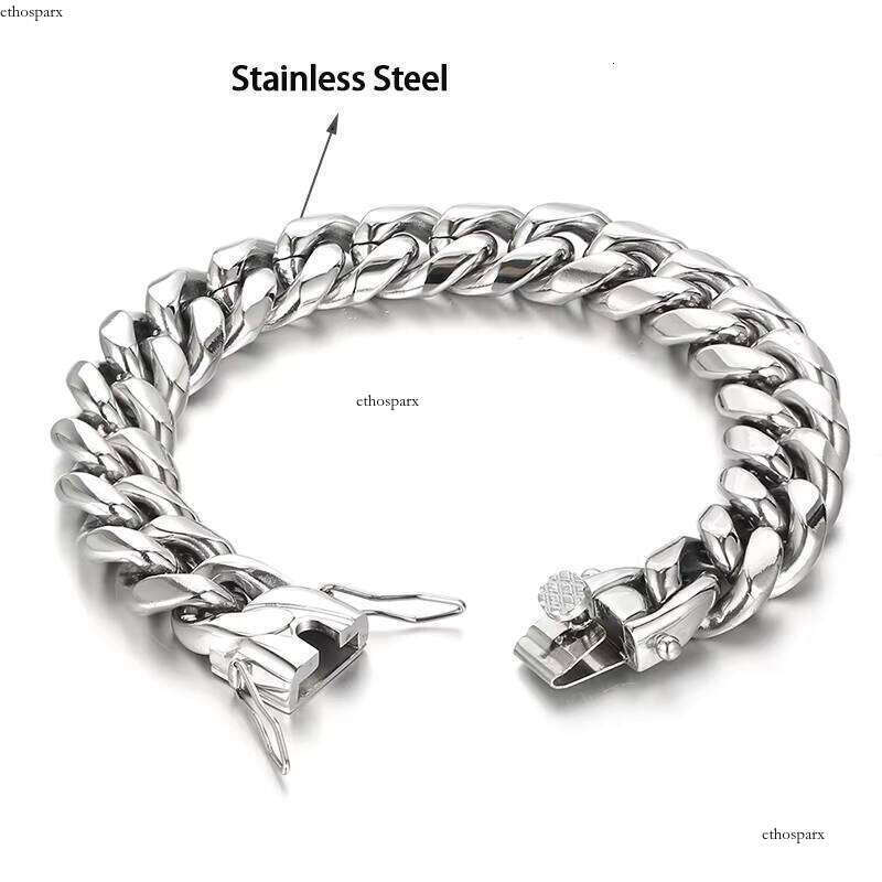 Hip Hop Mens Stainless Steel Link Chain Gold Plated Cuban Bracelet