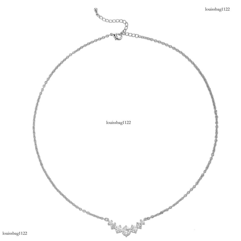 New Sterling Silver Micro-inlaid Gold-plated Smile Necklace for Women Simple Fashion Inlaid Moissanite chain Full Dia Clavicle Chain Pendant