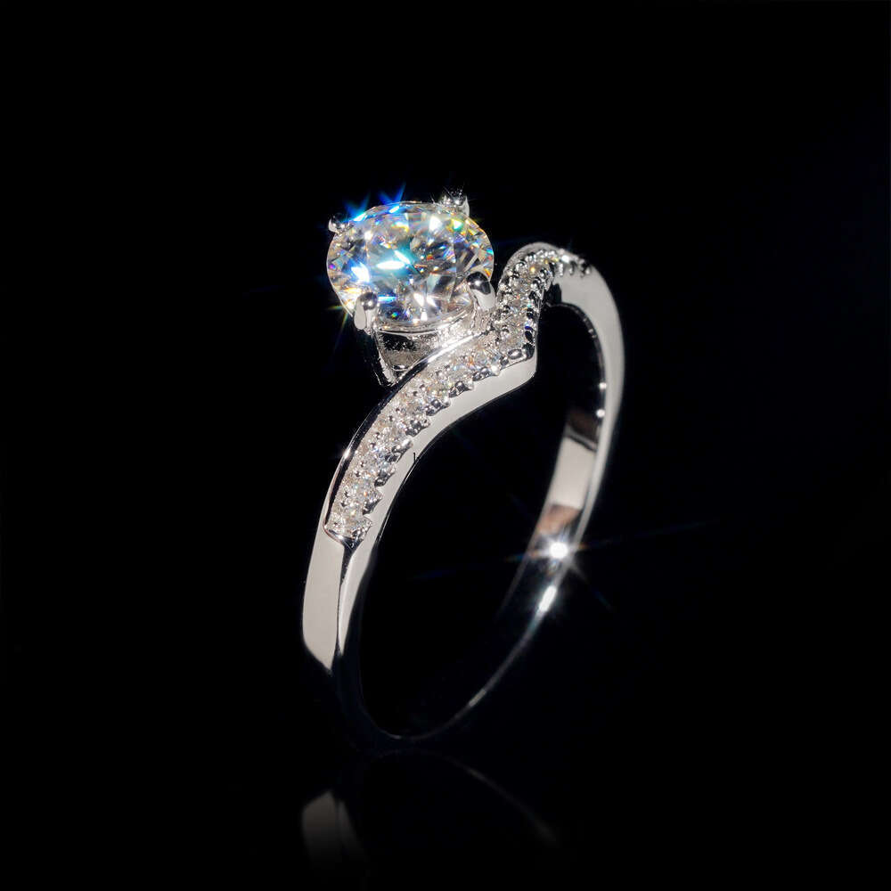 Personalized Silver Inlaid D Color 1 ct Moissanite Women's Ring Wedding Jewelry