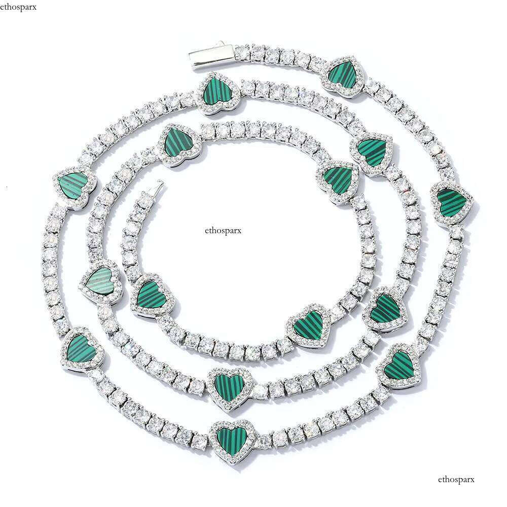 NUOYA 4mm Sier Plated Heart-Shaped Hip-Hop Style Dia Tennis Chain Necklaces Women's Jewelry