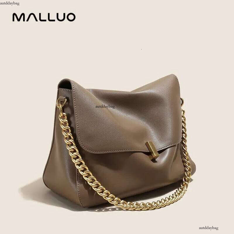 Women Large Korean Cow Flap Shoulder Chain Bag Solid Genuine Leather Female Crossbody Handbag Messenger