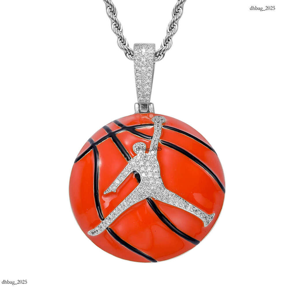 New Basketball Sterling Silver Micro-Paved Moissanite chain Trendy Sports Personality Unisex Pendant Hip-Hop Accessories