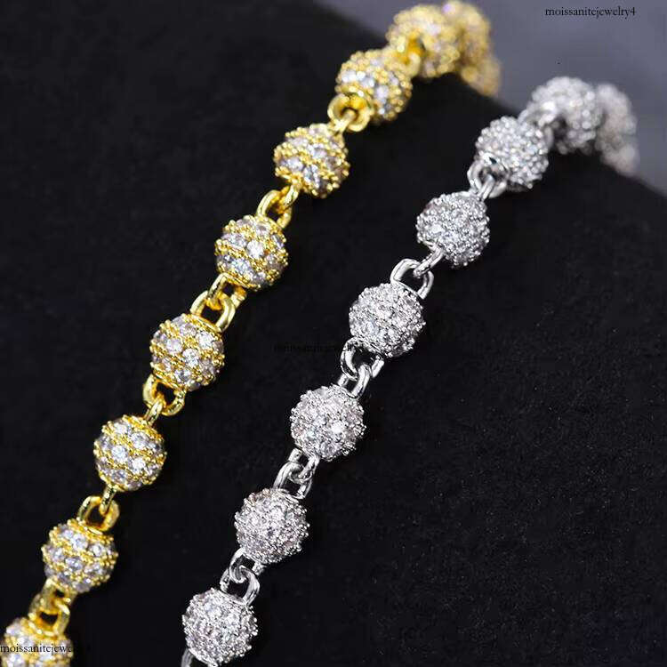 New Style Hiphop Fashion Chain Necklace 4mm 8mm 10mm Solid Sier Iced Out Dias Ball Moissanite Chains