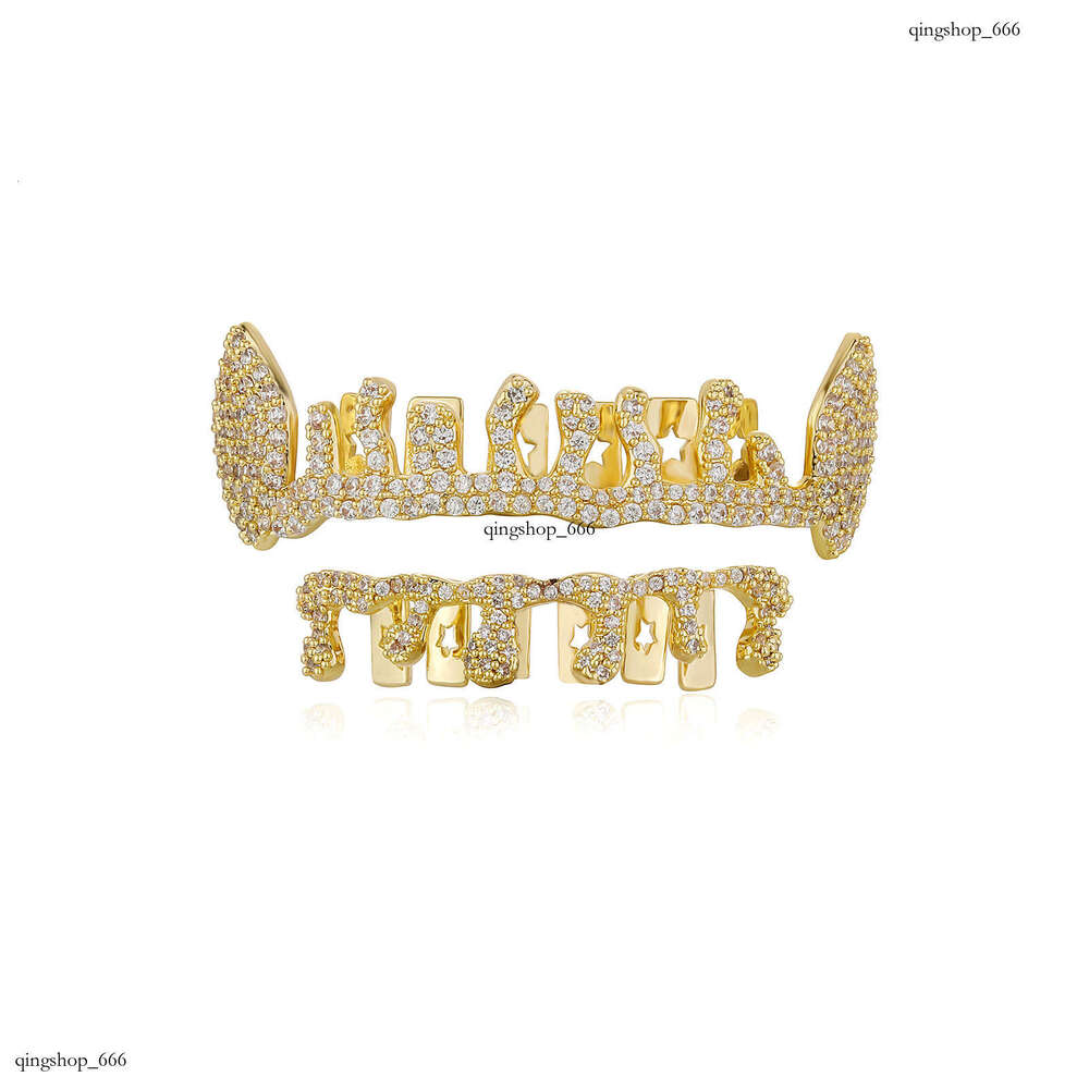 Unique Water Drop Dentures Irregular Full Dia Plated Real Gold Trendy Men's Rap Super Cool Accessories