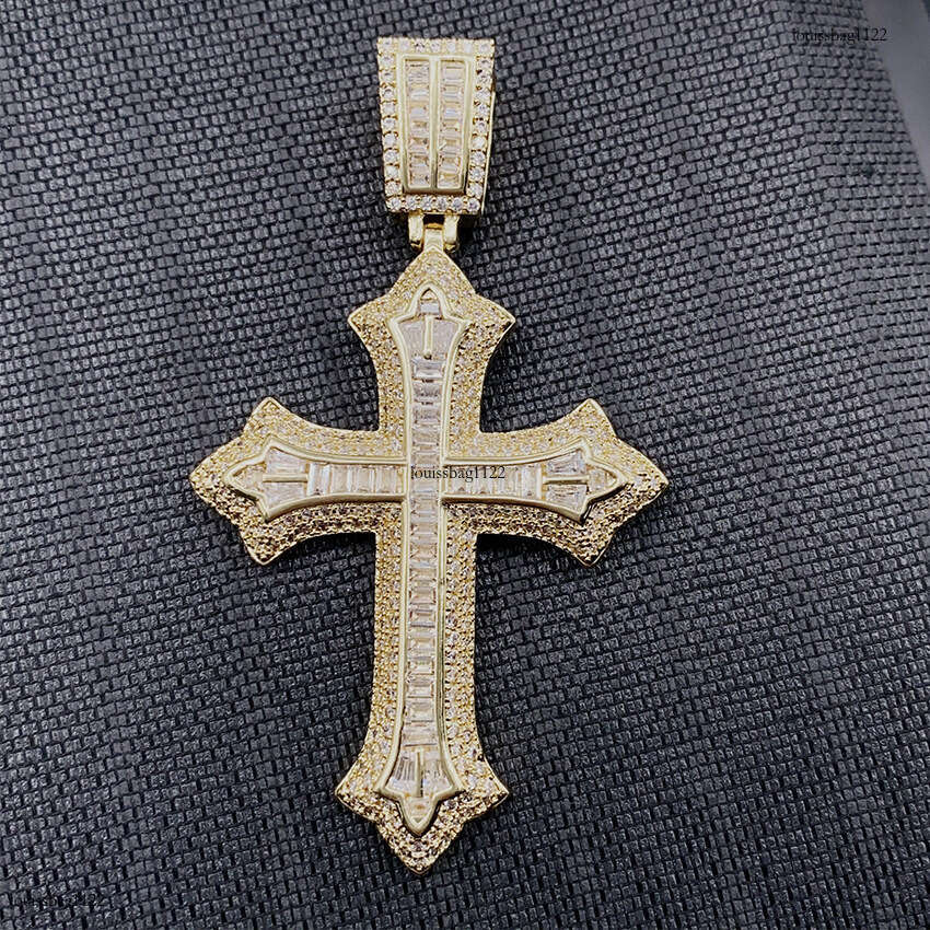 Full Sterling Silver Inlaid Moissanite chain Jewelry Cross Personalized Accessory Necklace Pendant