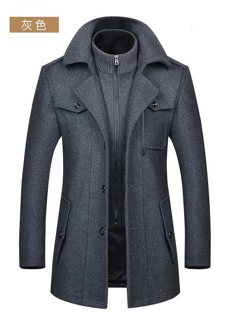 New Mens Korean Style Casual Woolen Coat Medium Length Long Woolen Coat for Men Business Casual Windbreaker Men Clothing XJ250809