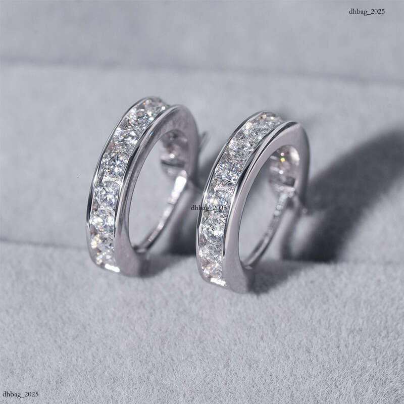 ICED OUT New Moissanite Inlaid Sier Gold-Plated Personality Trendy Hoop Earrings