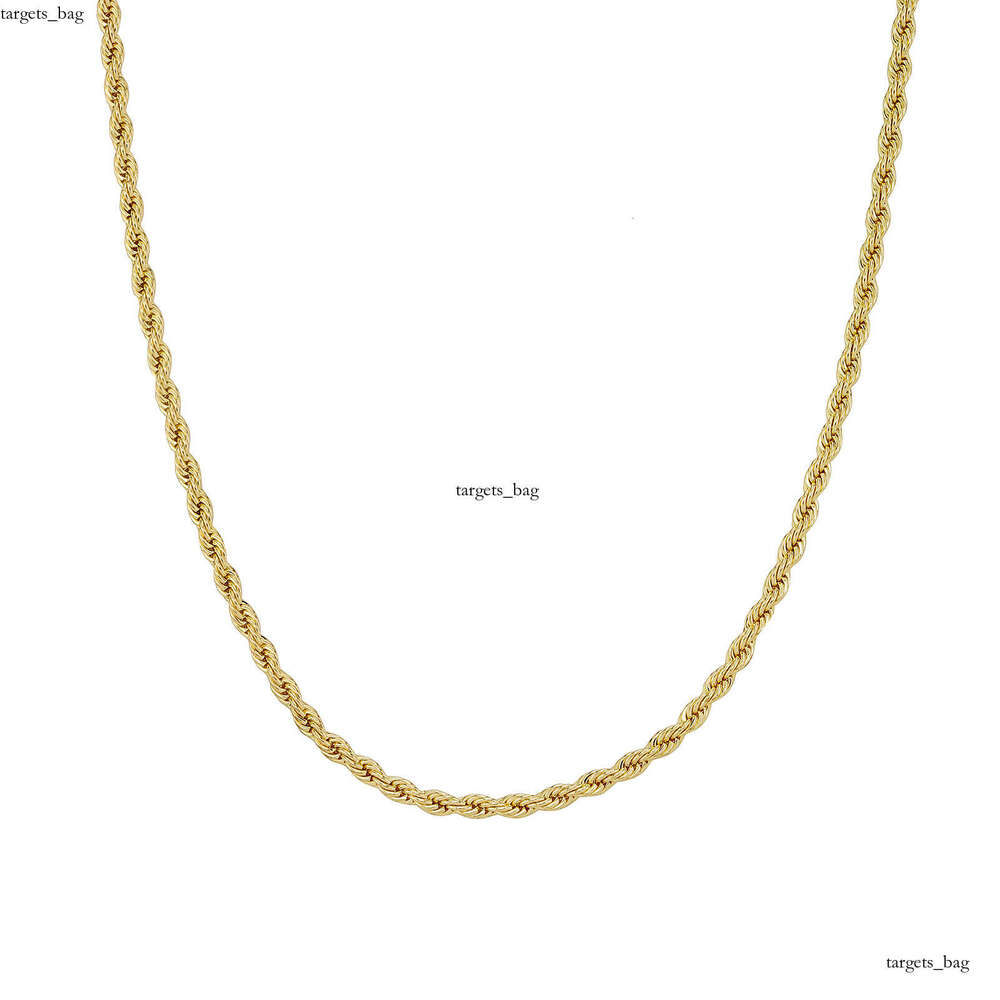 Hip Hop Plain Chain 3mm Dense Sterling Silver Twist Necklace Color Retention Electroplated Twisted Rope Bracelet