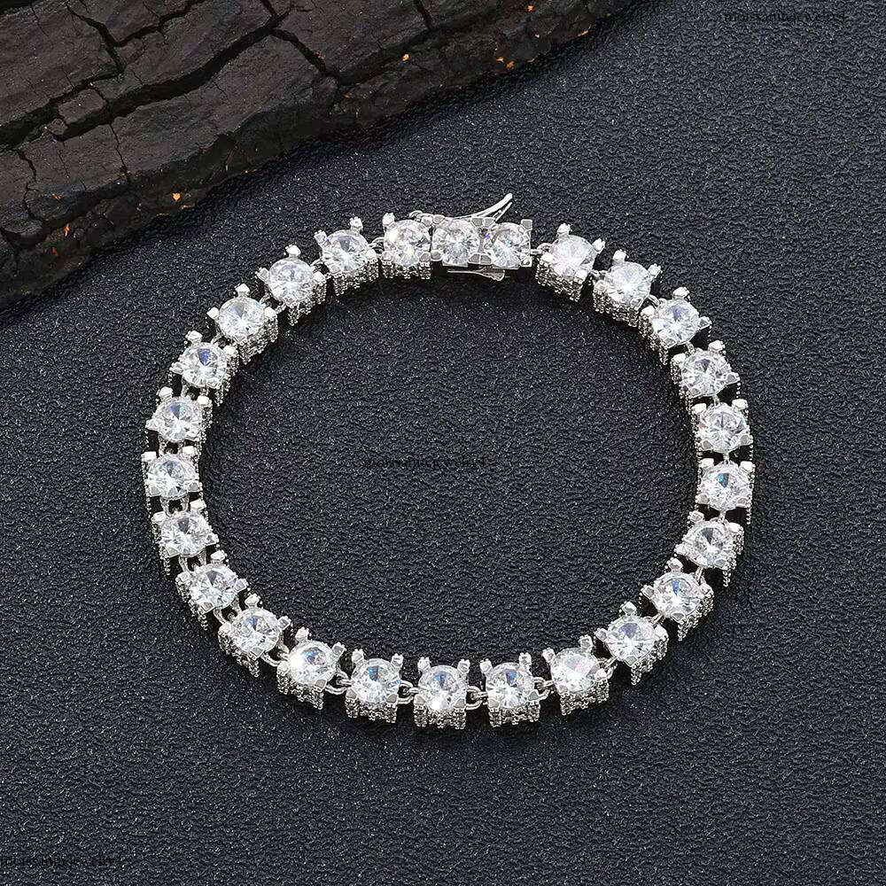 NUOYA Hip Hop Jewelry 6MM New Style Bling Zircon Gold Plated Single Row Tennis Chain Suitable for Men and Women
