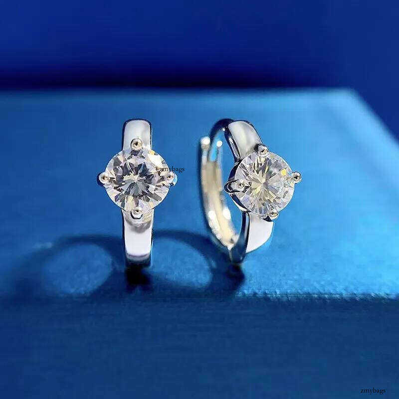 2025 Choucong Brand Top Sell Clip Earrings Simple Fine Jewelry Geuine 100% Sterling Sier Round Cut White Moissanite Dia Party Women Wedding Earring Gi