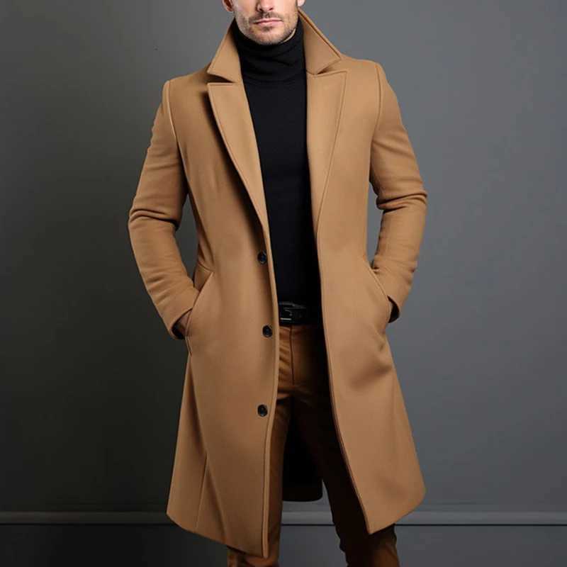 Winter Mens Trench Coats Luxury Male Mid-Long Warm Wool Jackets Casual Mens Business Comfortable Overcoat Clothing W250809