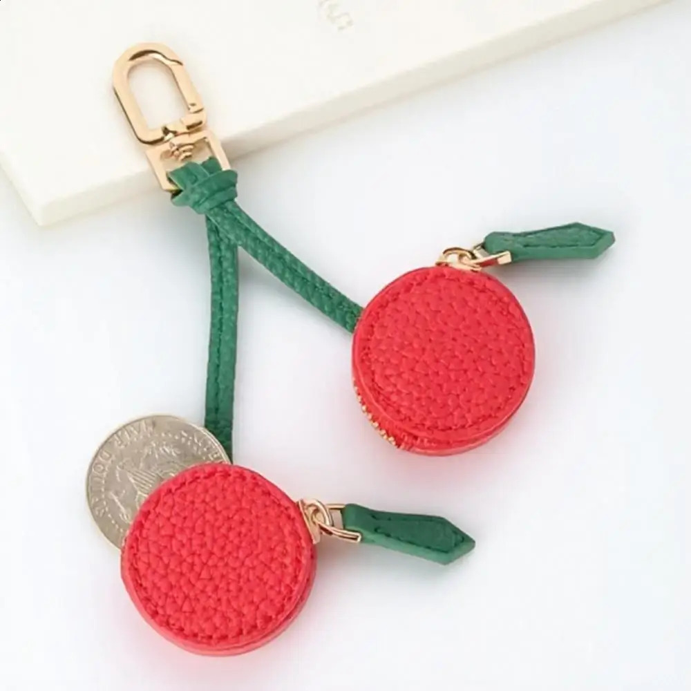 Portable Cherry Fruit Shape Charm Coin Purse Cute Mini Lemon Strawberry Wallet Pouch Leather Creative Bag Charm Pendant Gifts 250801