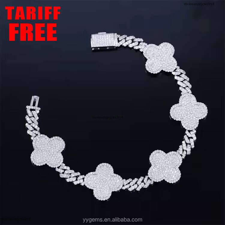 Fashion Jewelry Bracelet SSolid Sier GRA Certificate D/VVS Moissanite Cuban Link Chain Mens Bracelets
