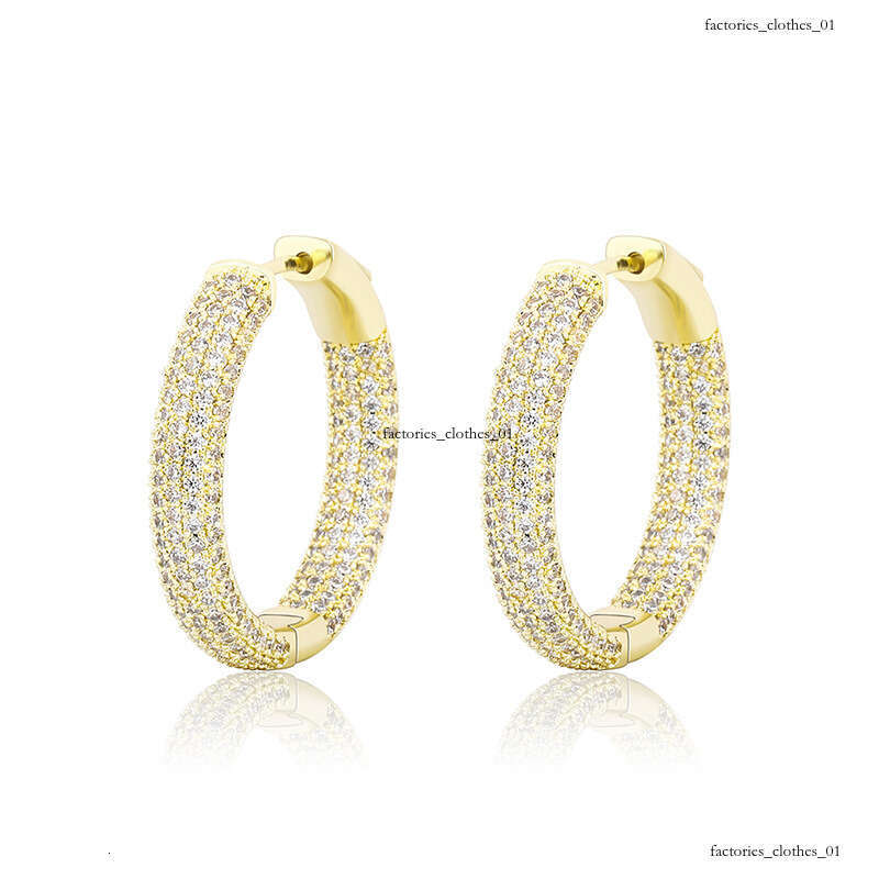 New Men and Women Full Zircon Real Plated Hip Hop Trendy Earrings Gold Jewelry
