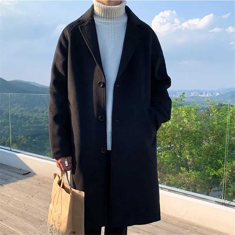2025 Men Korean Fashion Winter Jacket Coats Wool Coat Mens Oversized Harajuku Overcoat Male Japanese Streetwear Jackets XJ250809