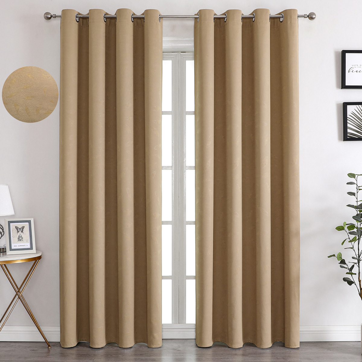 YL-36959 thick double-sided linen blackout curtain project hotel school sound insulation heat insulation blackout cotton linen curtain finished produc