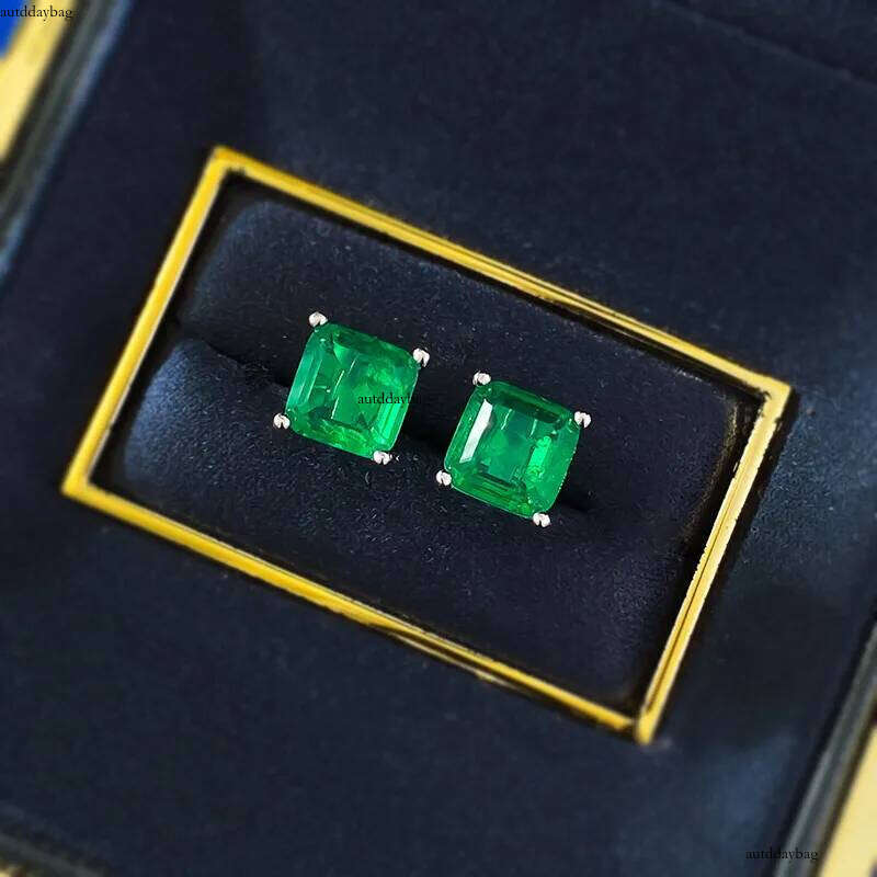 Choucong Brand New Top Sell Stud Earrings Fashion Jewelry Genuine 100% Sterling Sier Princess Cut Emerald Paraiba Party Women Wedding Earring Never Fa