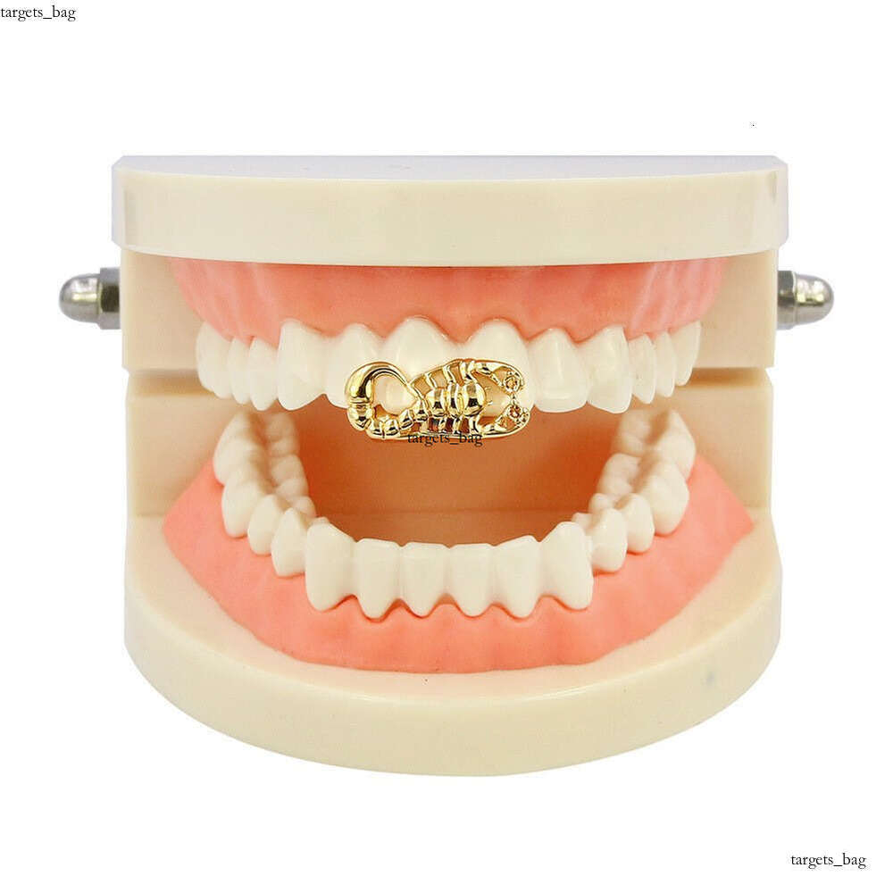 Halloween Crown Personality Scorpion Hip-Hop Rapper Big Gold Dentures AK Grenade Fake Teeth