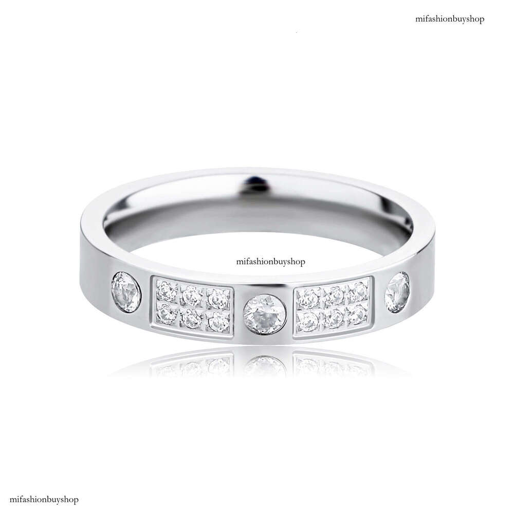 Minimalist Style Non-Fading Titanium Steel Inlaid Diamond Ring for Women INS Trendy Couple Rings