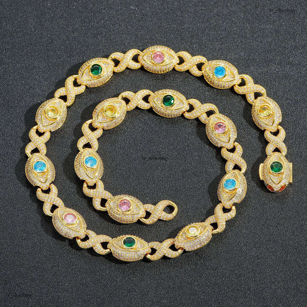 14mm Eye Infinite Colorful Moissanite chain Figure 8 Cuban Chain Creative Hip Hop Men's Necklace