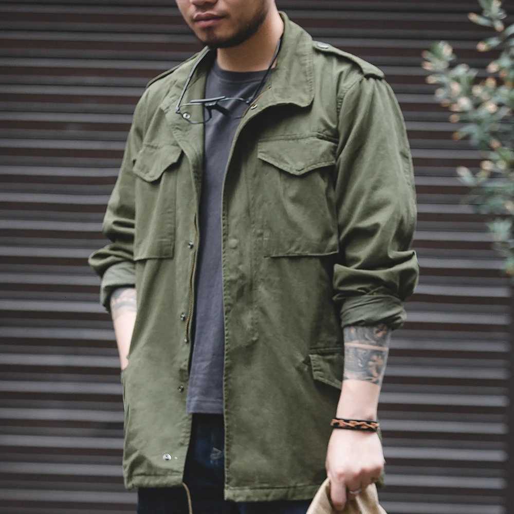 Mens Retro M65 Jackets for Men Green Outdoor Windbreaker Vintage Casual Solid Coat Mens Clothing Multi-Pocket Jacket W250809